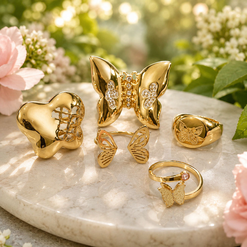 316L Stainless Steel 18K PVD Gold Butterfly Ring made with 316L stainless steel and 18K PVD gold finish for wholesale jewelry buyers - image 12