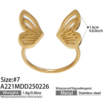 316L Stainless Steel 18K PVD Gold Butterfly Ring made with 316L stainless steel and 18K PVD gold finish for wholesale jewelry buyers - image 15