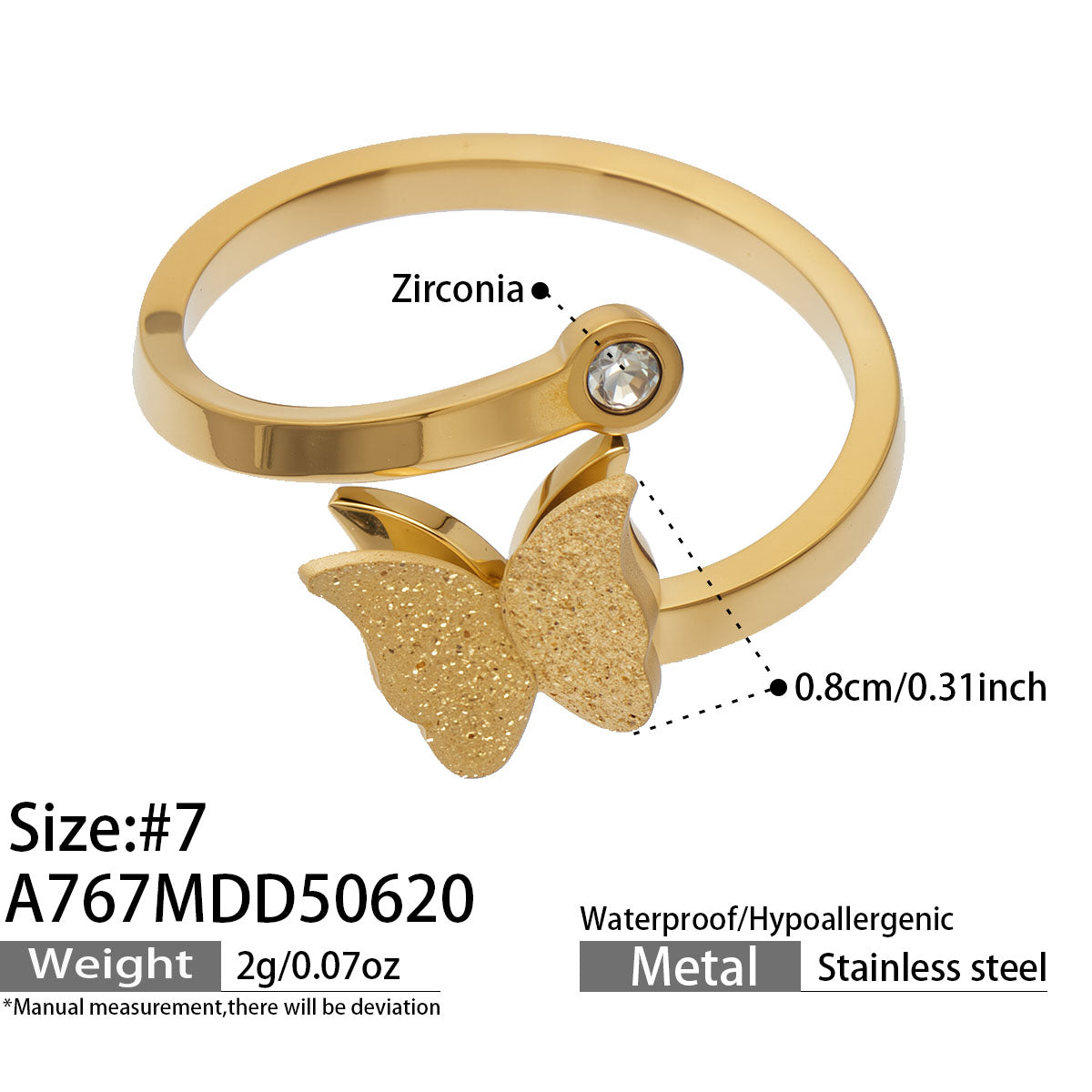 316L Stainless Steel 18K PVD Gold Butterfly Ring made with 316L stainless steel and 18K PVD gold finish for wholesale jewelry buyers - image 18