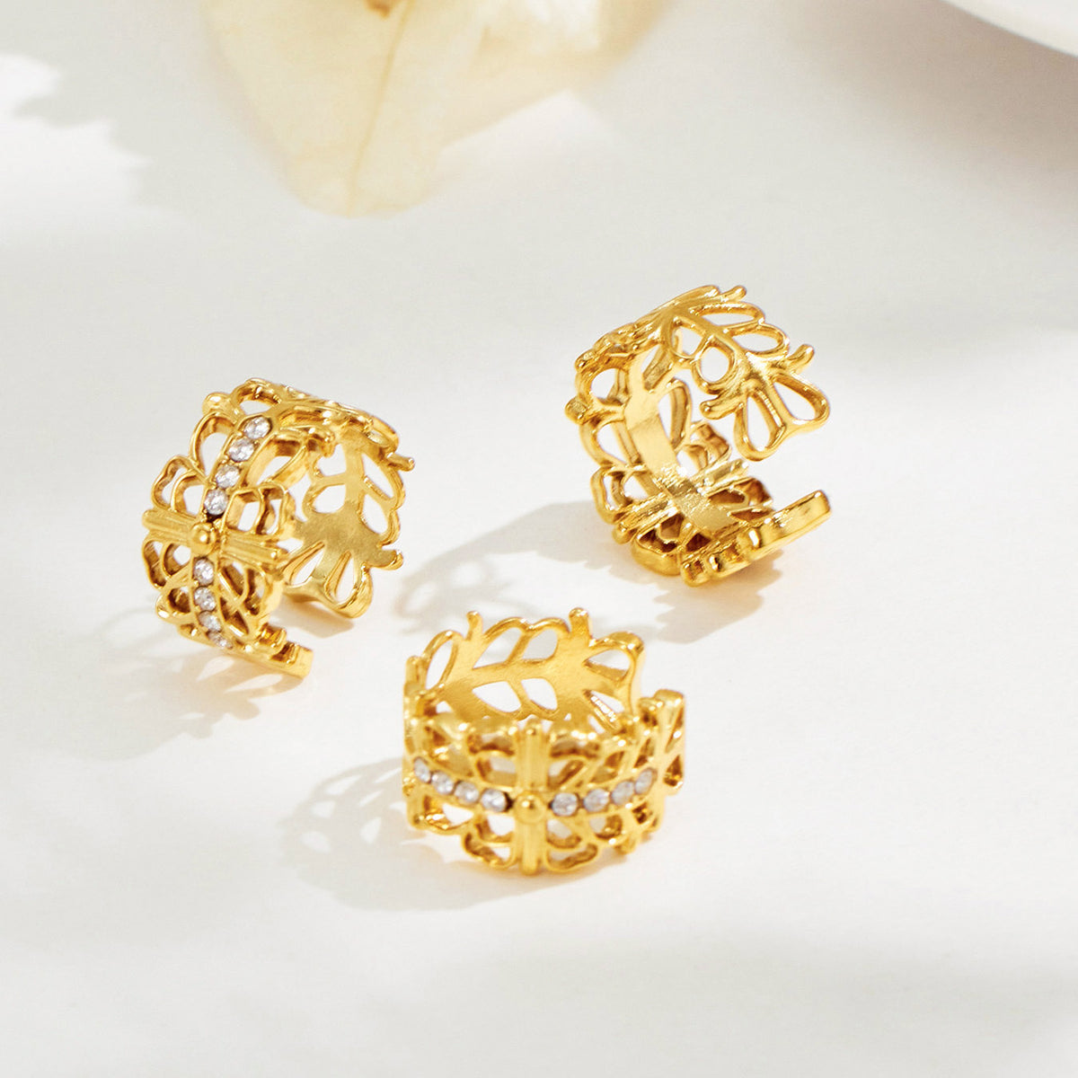 304 Stainless Steel 18K PVD Gold C Shape Hollow Zircon Ear Clip made with 304 stainless steel and 18K PVD gold finish for wholesale jewelry buyers - image 10