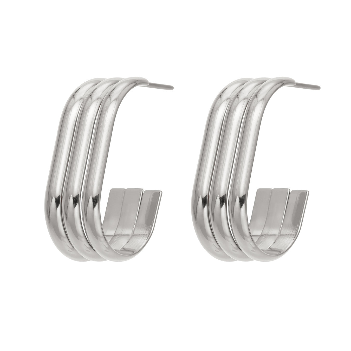 Elegant 316L stainless steel C-shaped earrings in gold finish