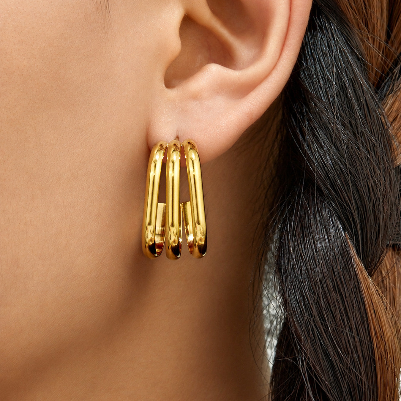 316L Stainless Steel 18K PVD Gold C-Shaped Earrings made with 316L stainless steel and 18K PVD gold finish for wholesale jewelry buyers - image 20