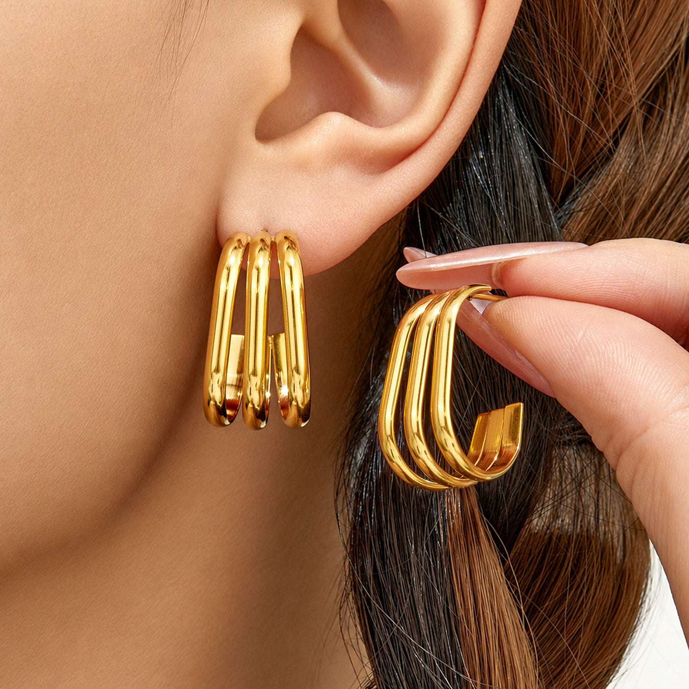 316L Stainless Steel 18K PVD Gold C-Shaped Earrings made with 316L stainless steel and 18K PVD gold finish for wholesale jewelry buyers - image 23