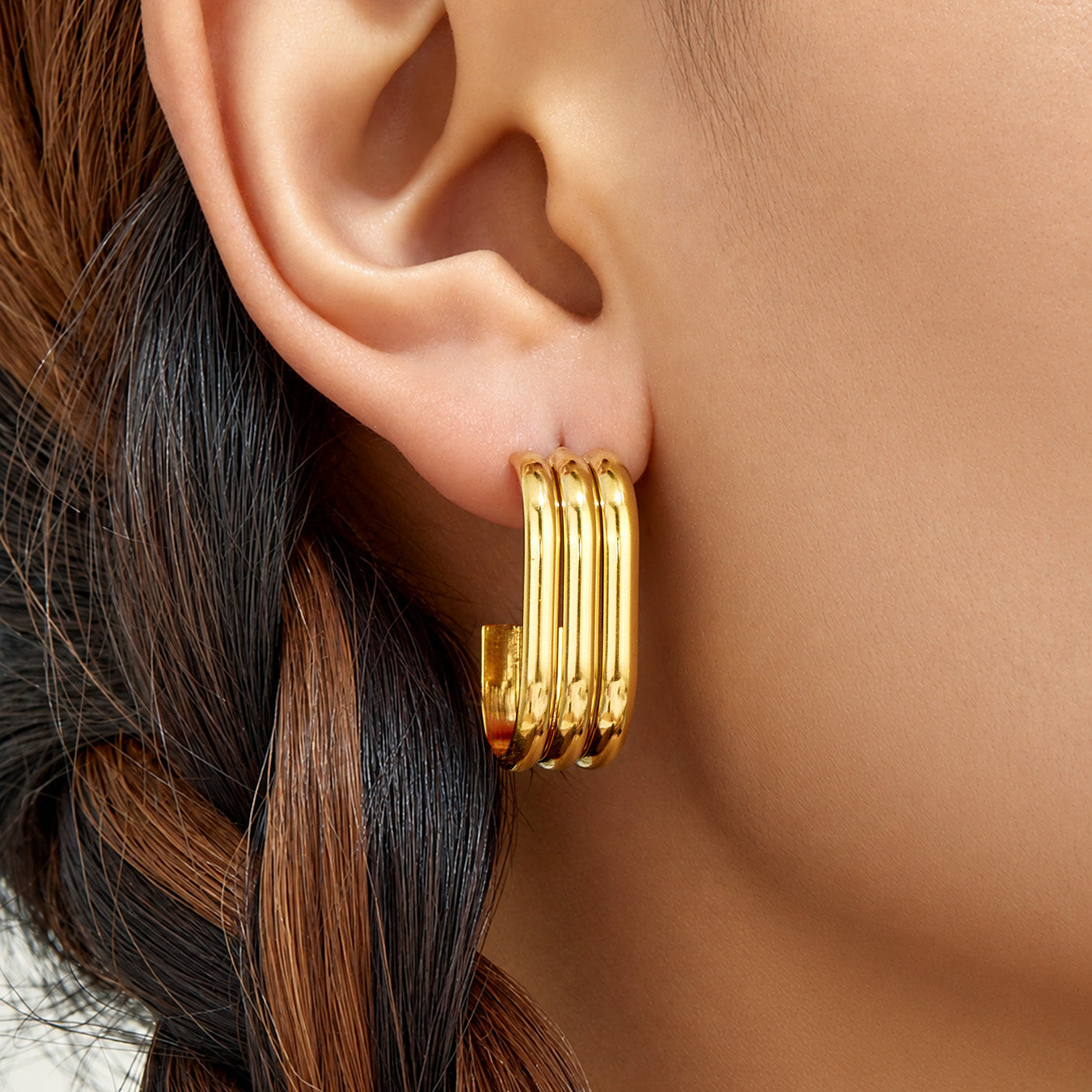 316L Stainless Steel 18K PVD Gold C-Shaped Earrings made with 316L stainless steel and 18K PVD gold finish for wholesale jewelry buyers - image 24