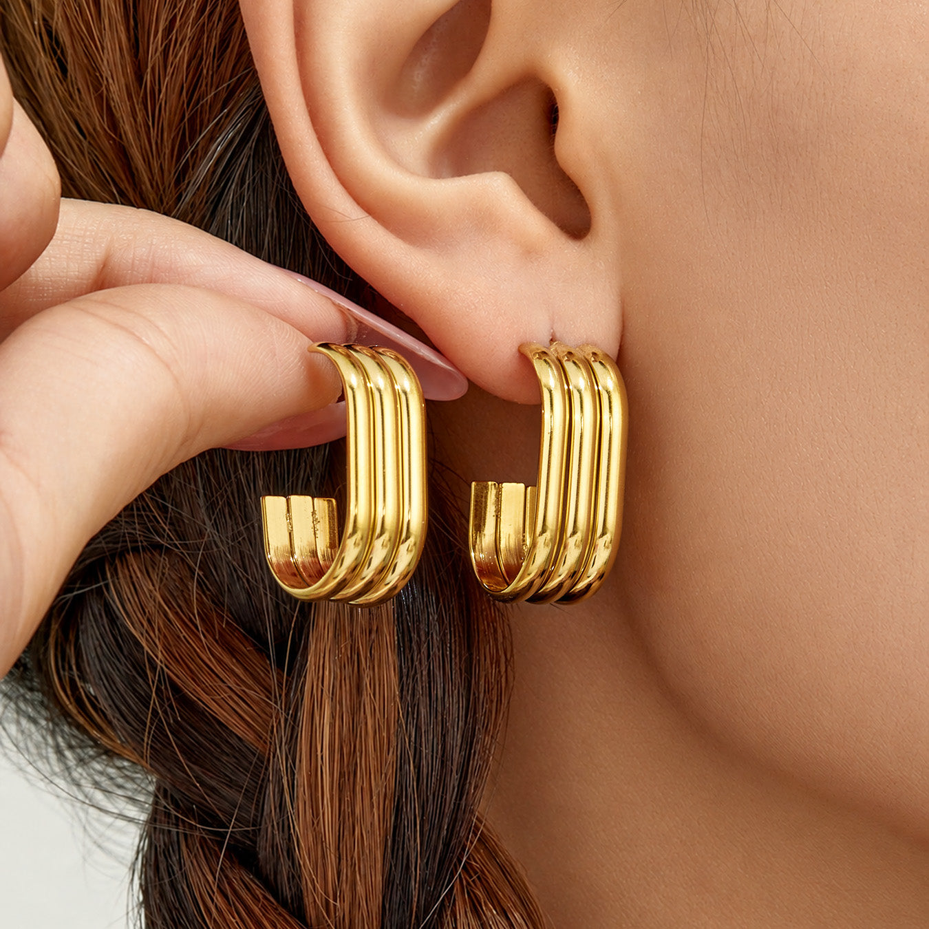 316L Stainless Steel 18K PVD Gold C-Shaped Earrings made with 316L stainless steel and 18K PVD gold finish for wholesale jewelry buyers - image 25