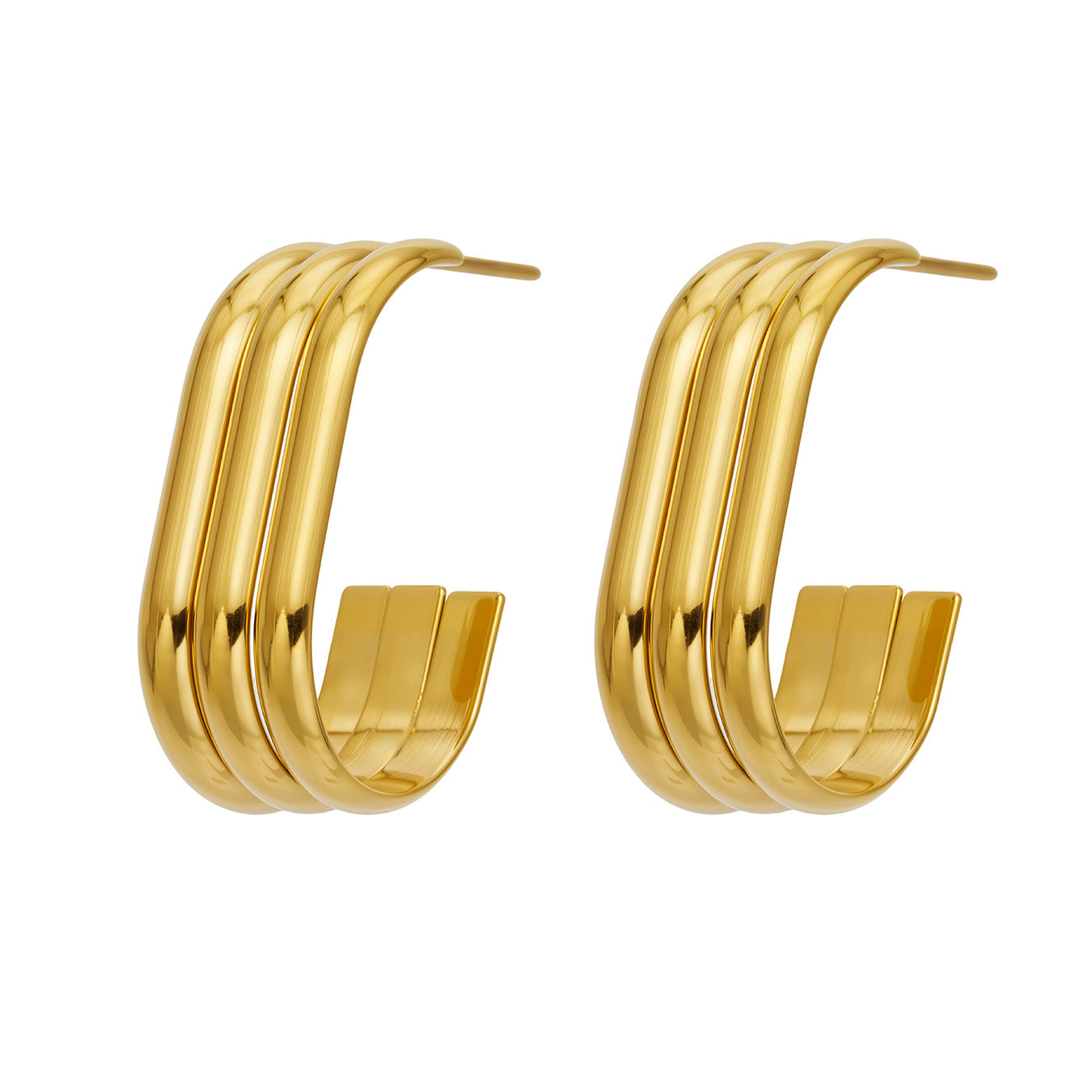 316L Stainless Steel 18K PVD Gold C-Shaped Earrings made with 316L stainless steel and 18K PVD gold finish for wholesale jewelry buyers - image 5