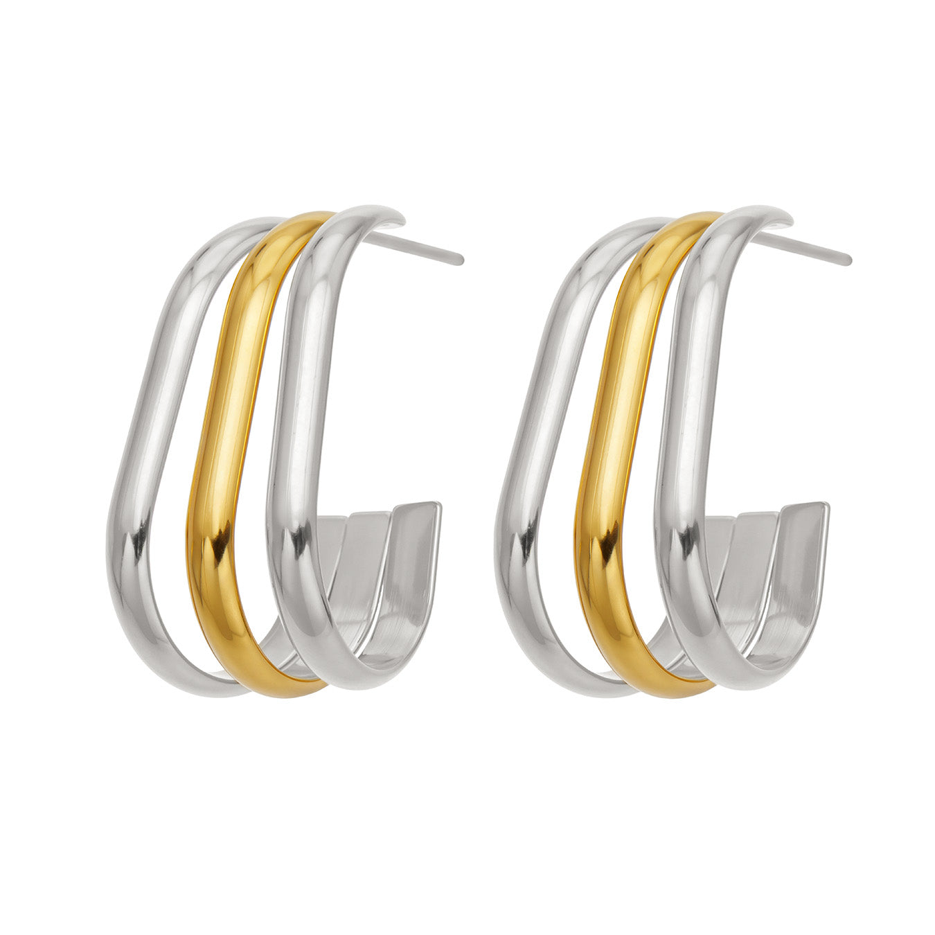 316L Stainless Steel 18K PVD Gold C-Shaped Earrings made with 316L stainless steel and 18K PVD gold finish for wholesale jewelry buyers - image 9