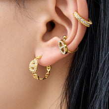 Chic 316L Stainless Steel C-Shaped Zircon Earrings - Gold