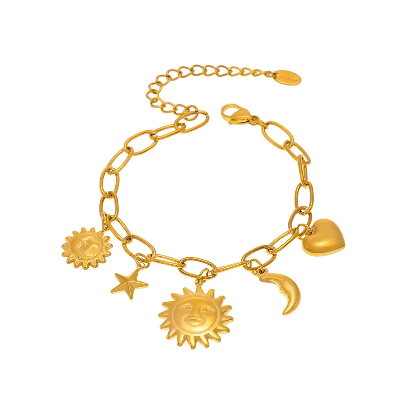 316L Stainless Steel Celestial Sun & Moon Charm Bracelet & Anklet - Image 5