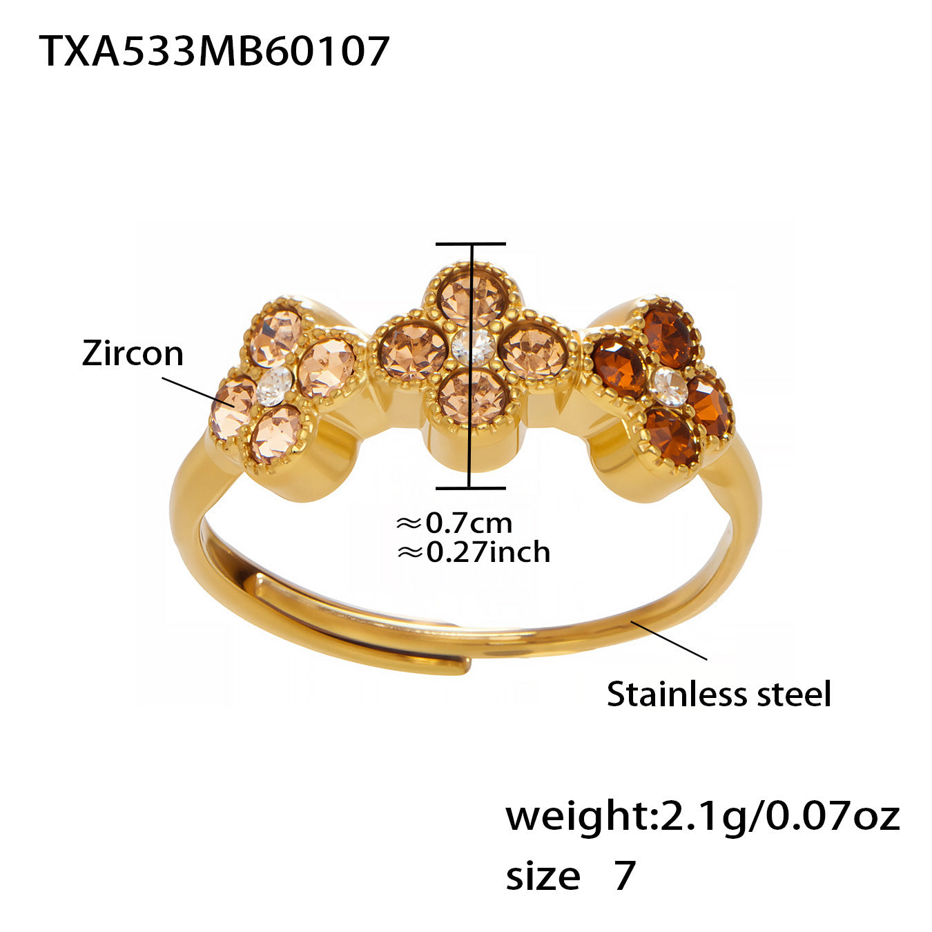 316L Stainless Steel Dopamine Four-Leaf Zircon Jewelry Set – Ring Necklace Bracelet Earrings