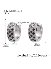 316L Stainless Steel CZ Diamond Lattice Huggie Hoop Earrings