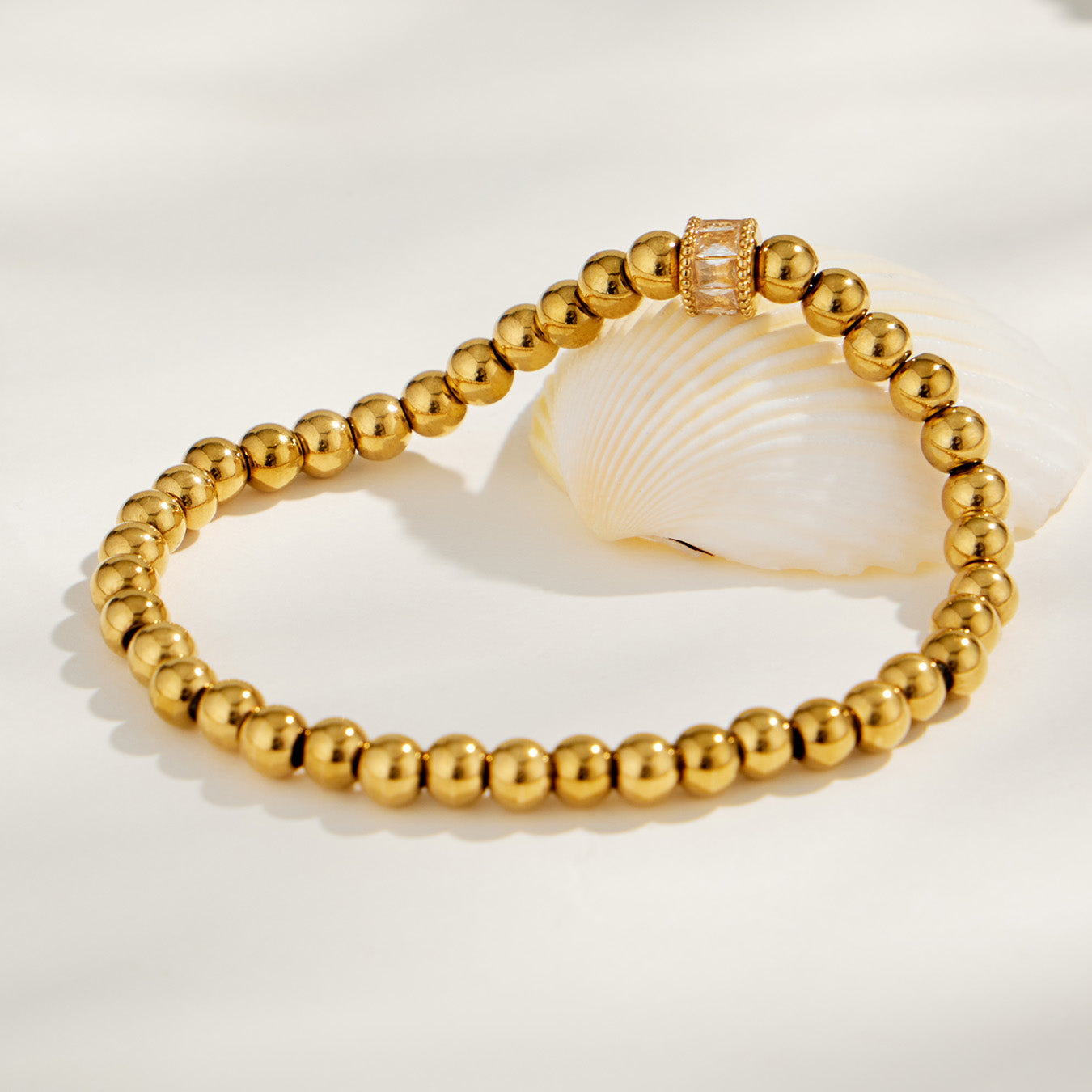 Elegant 316L Stainless Steel Charm Bracelet with Zircon Stones