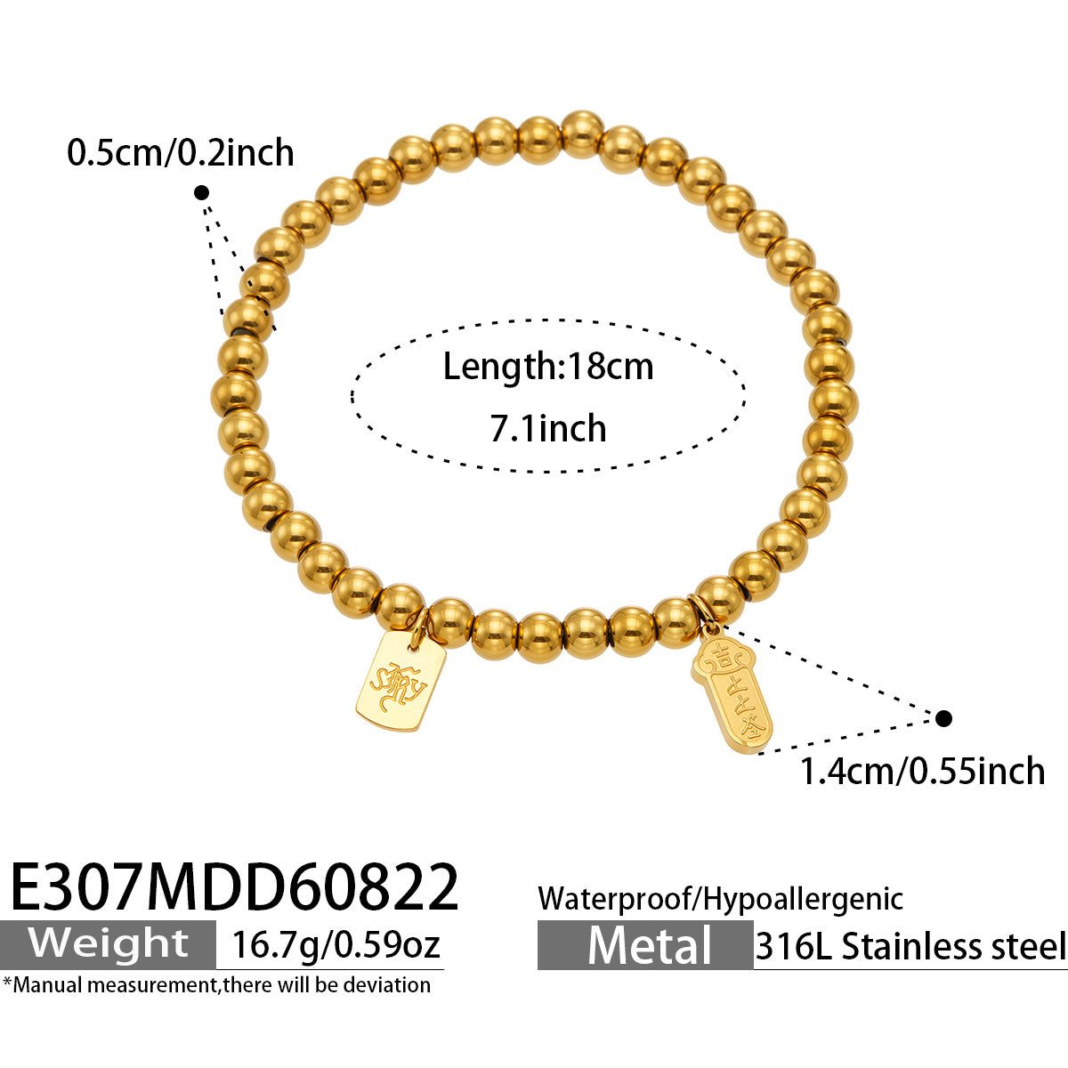 316L Stainless Steel 18K PVD Gold Charm Bracelet made with 316L stainless steel and 18K PVD gold finish for wholesale jewelry buyers - image 10