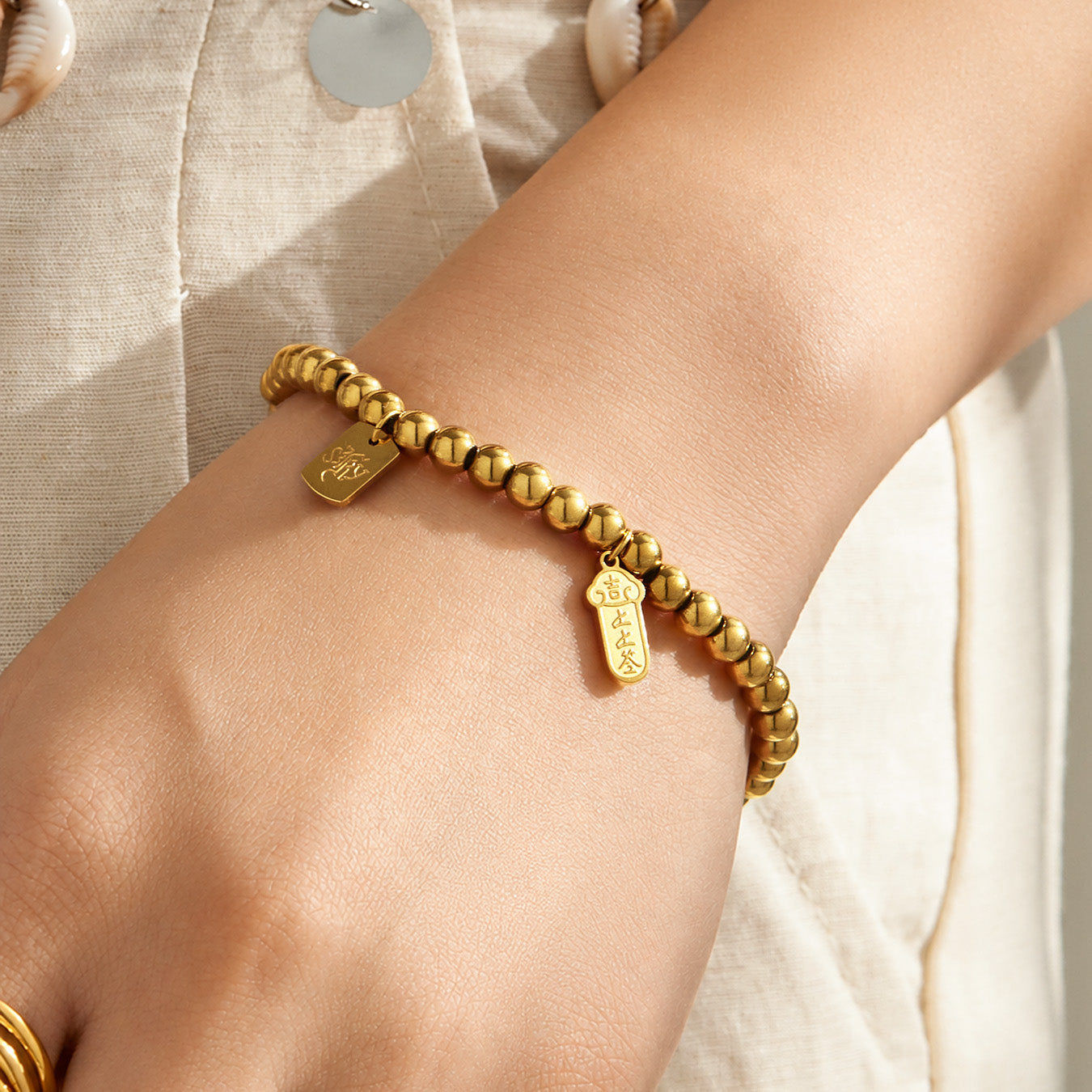 316L Stainless Steel 18K PVD Gold Charm Bracelet made with 316L stainless steel and 18K PVD gold finish for wholesale jewelry buyers - image 5