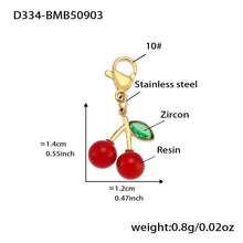 Technical drawing for the 316L stainless steel cherry charm, showing dimensions and weight for wholesale buyers.