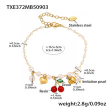 Another technical view of the beaded cherry necklace specifications, highlighting the durable surgical-grade steel base.