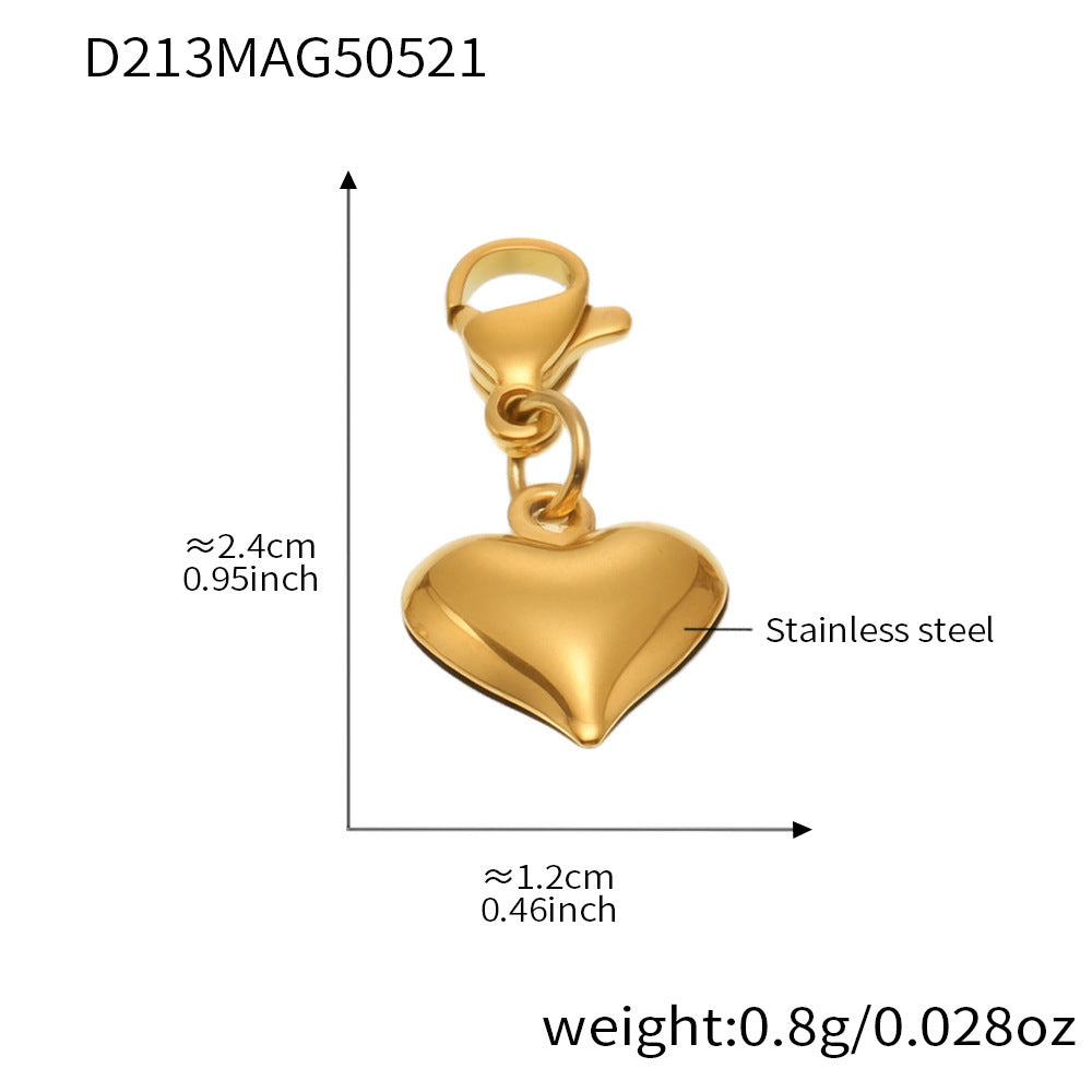 Size specification chart for the hypoallergenic heart pendant, part of our professional stainless steel jewelry line.