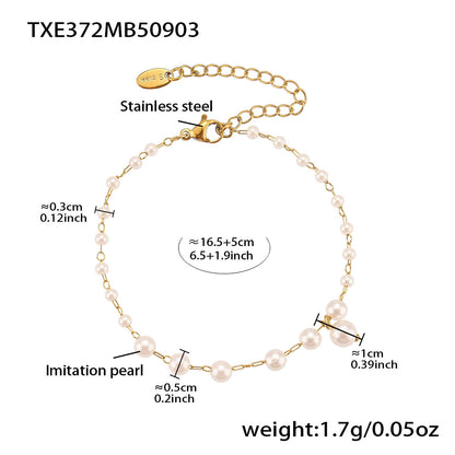 316L Stainless Steel Chic Beaded Heart Cherry Pearl Jewelry Set - Image 6