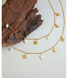 316L Stainless Steel Chic Celestial Freshwater Pearl Tassel Necklace - Image 5