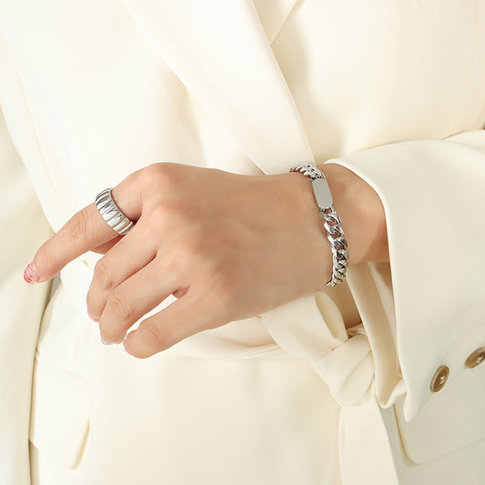 316L Stainless Steel Chic Chunky Chain Necklace & Bracelet Set - Image 2