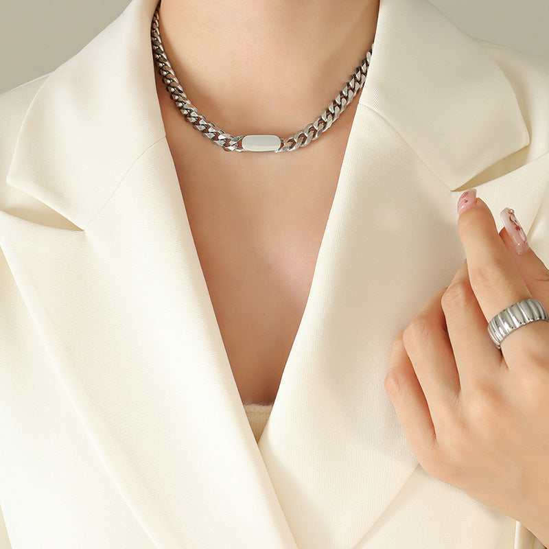 316L Stainless Steel Chic Chunky Chain Necklace & Bracelet Set - Image 3