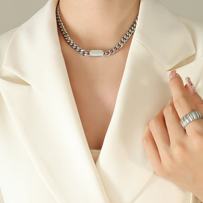 316L Stainless Steel Chic Chunky Chain Necklace & Bracelet Set - Image 3