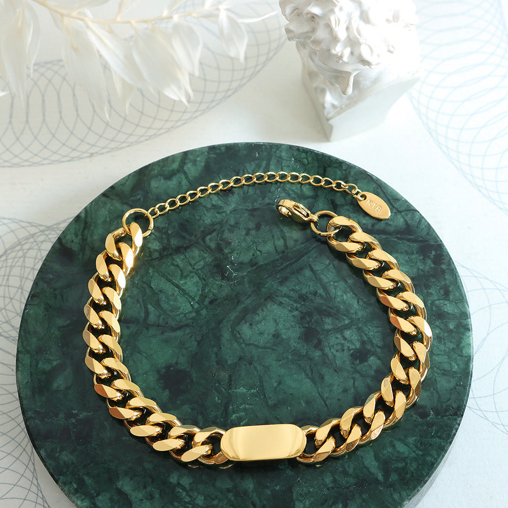 316L Stainless Steel Chic Chunky Chain Necklace & Bracelet Set - Image 5