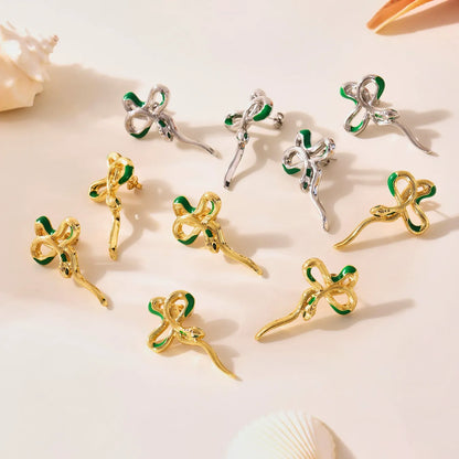 316L Stainless Steel Chic Enamel Snake Earrings - Image 2