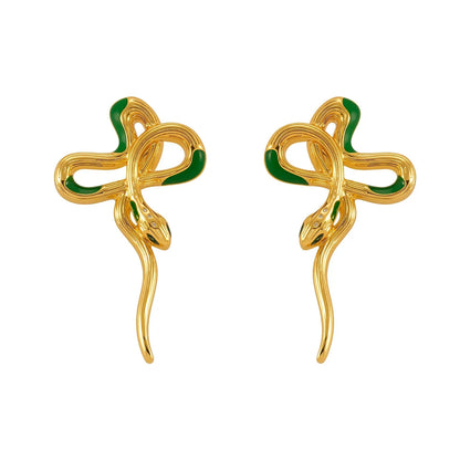 316L Stainless Steel Chic Enamel Snake Earrings - Image 5