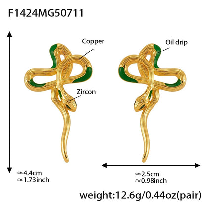 316L Stainless Steel Chic Enamel Snake Earrings - Image 6