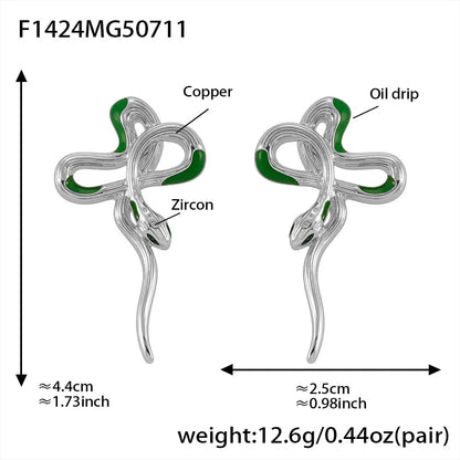 316L Stainless Steel Chic Enamel Snake Earrings - Image 7