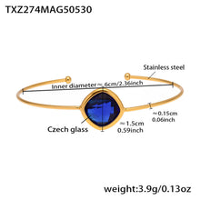 316L Stainless Steel Chic Faceted Gemstone Open Cuff Bracelet - Image 11