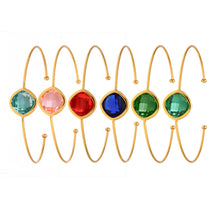 316L Stainless Steel Chic Faceted Gemstone Open Cuff Bracelet - Image 16