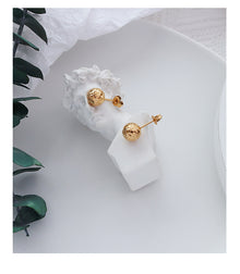 316L Stainless Steel Chic French-Inspired Textured Orb Stud Earrings - Image 3