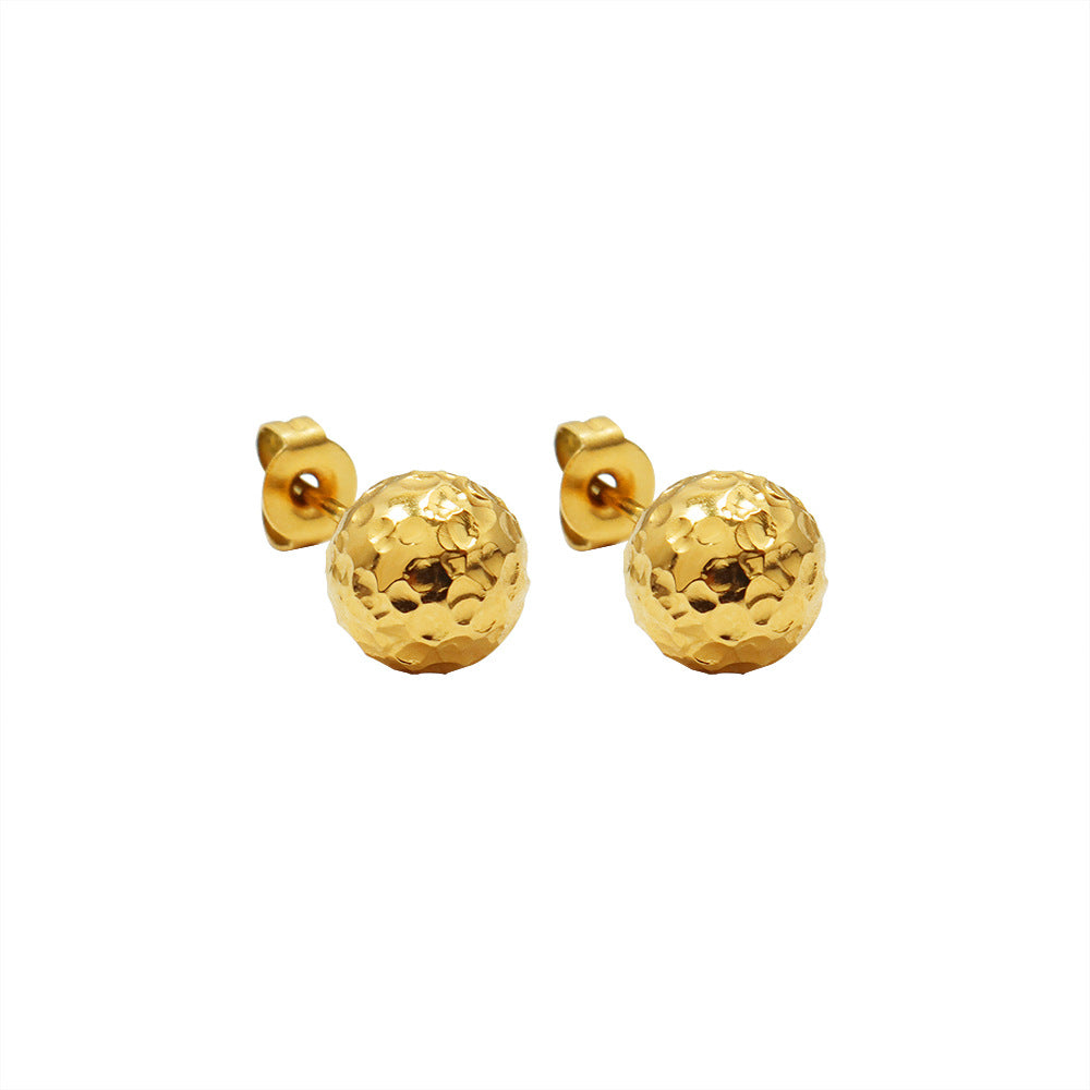 316L Stainless Steel Chic French-Inspired Textured Orb Stud Earrings - Image 8