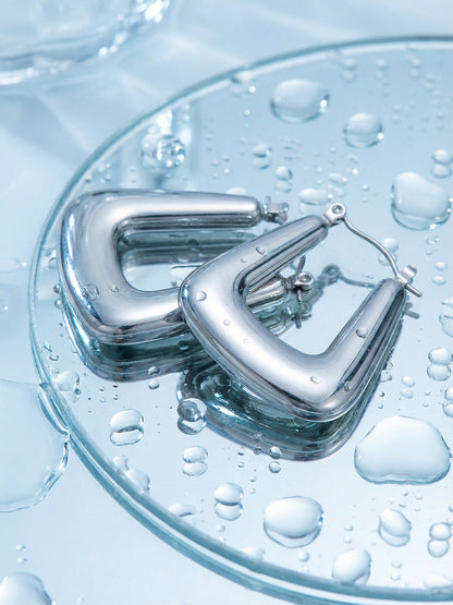 316L Stainless Steel Chic Geometric Minimalist Hoop Earrings - Image 3