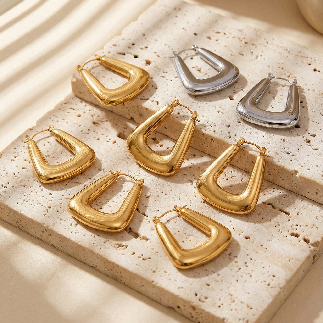 316L Stainless Steel Chic Geometric Minimalist Hoop Earrings - Image 5