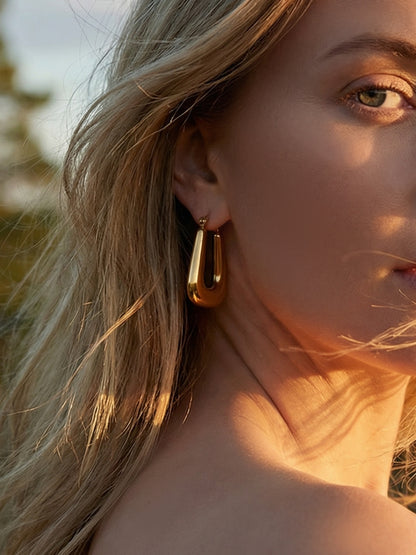 316L Stainless Steel Chic Geometric Minimalist Hoop Earrings - Image 6