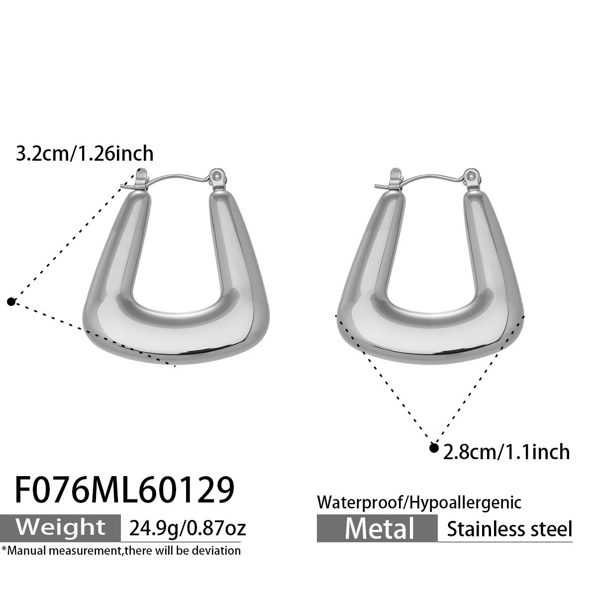 316L Stainless Steel Chic Geometric Minimalist Hoop Earrings - Image 8