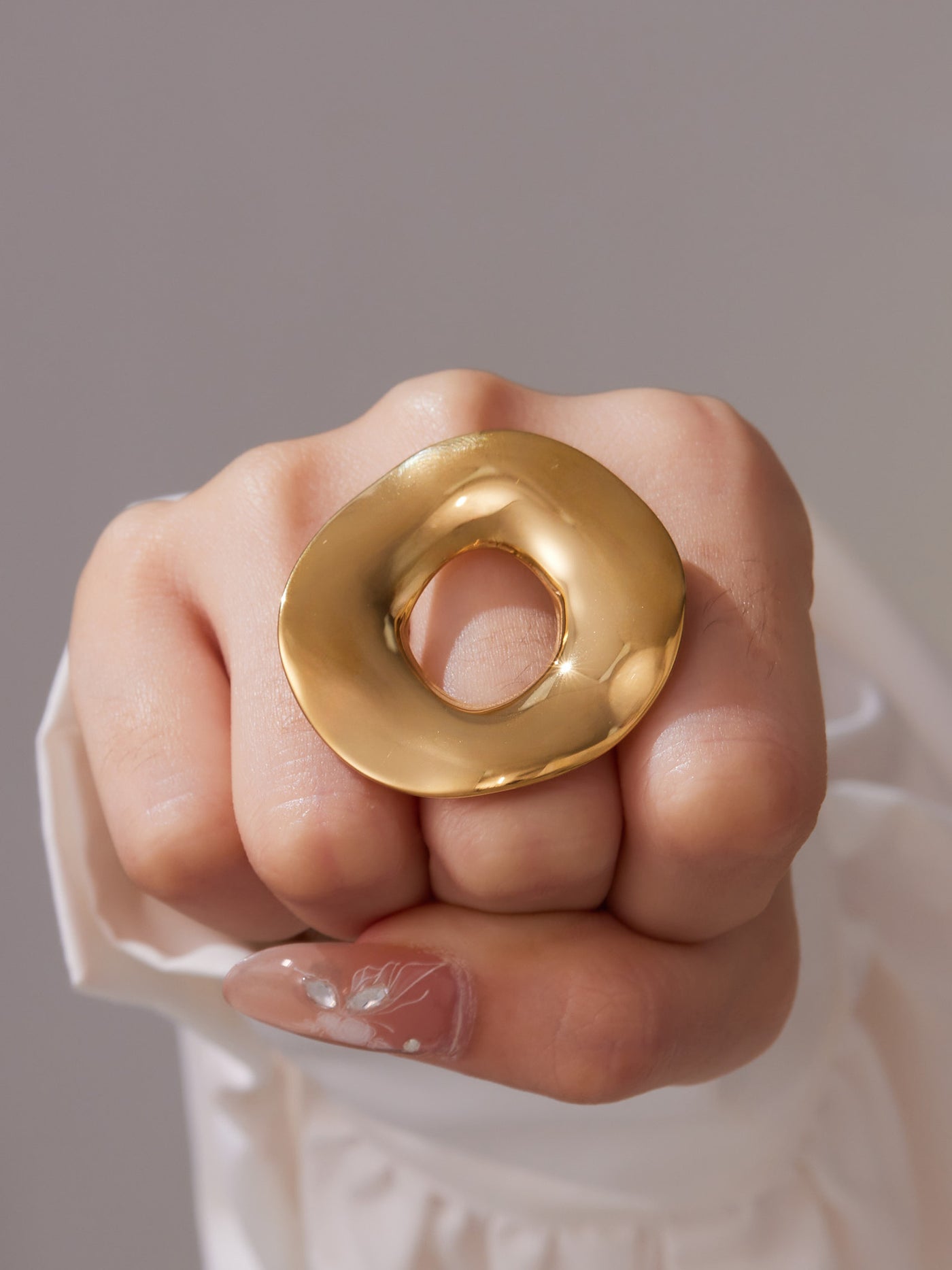 316L Stainless Steel Chic Irregular Hollow Open Ring - Image 10