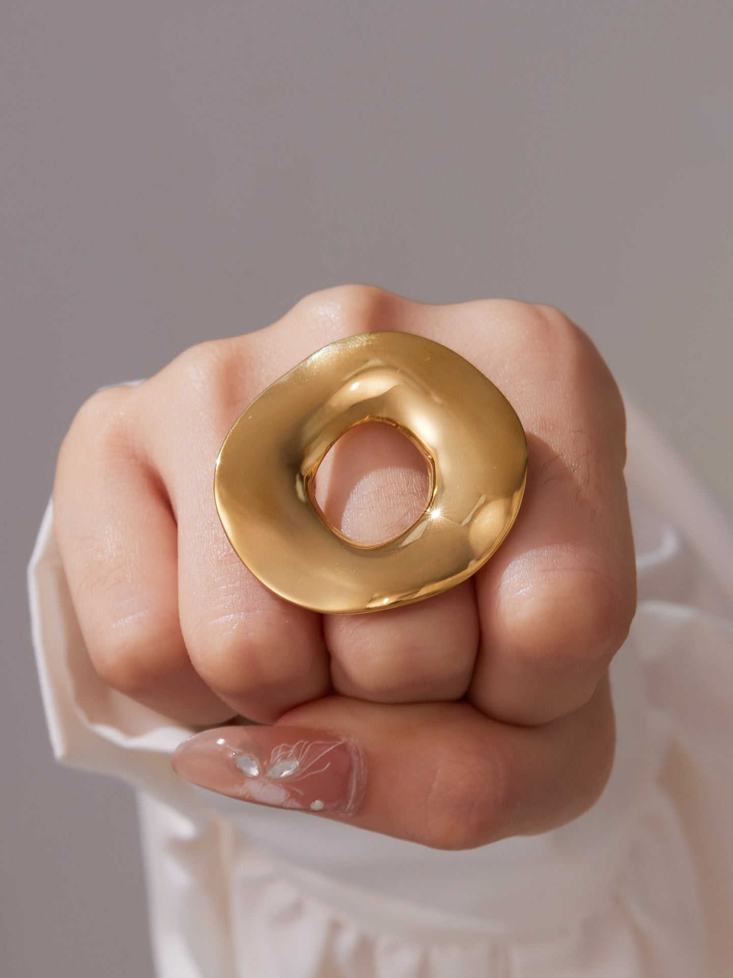 316L Stainless Steel Chic Irregular Hollow Open Ring - Image 10