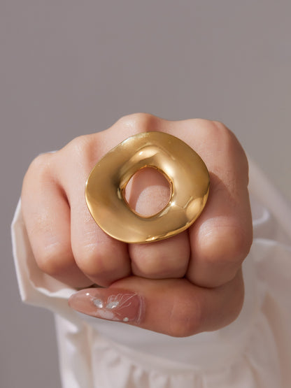 316L Stainless Steel Chic Irregular Hollow Open Ring - Image 10