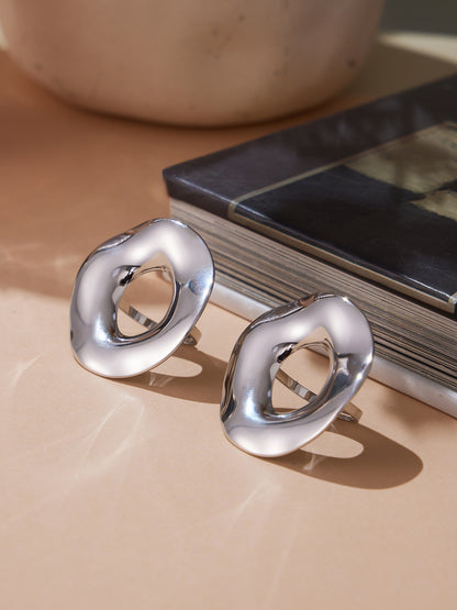 316L Stainless Steel Chic Irregular Hollow Open Ring - Image 11