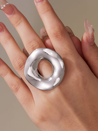 316L Stainless Steel Chic Irregular Hollow Open Ring - Image 12