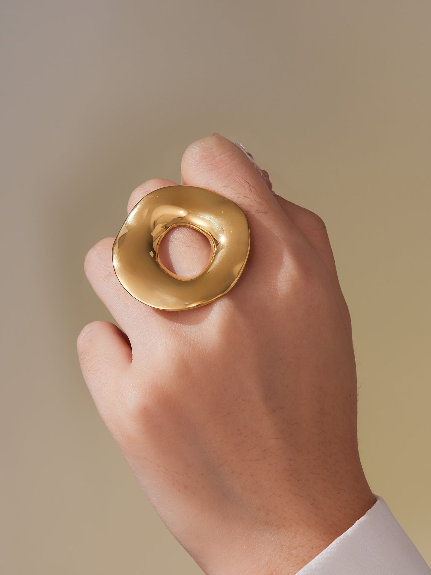 316L Stainless Steel Chic Irregular Hollow Open Ring - Image 2