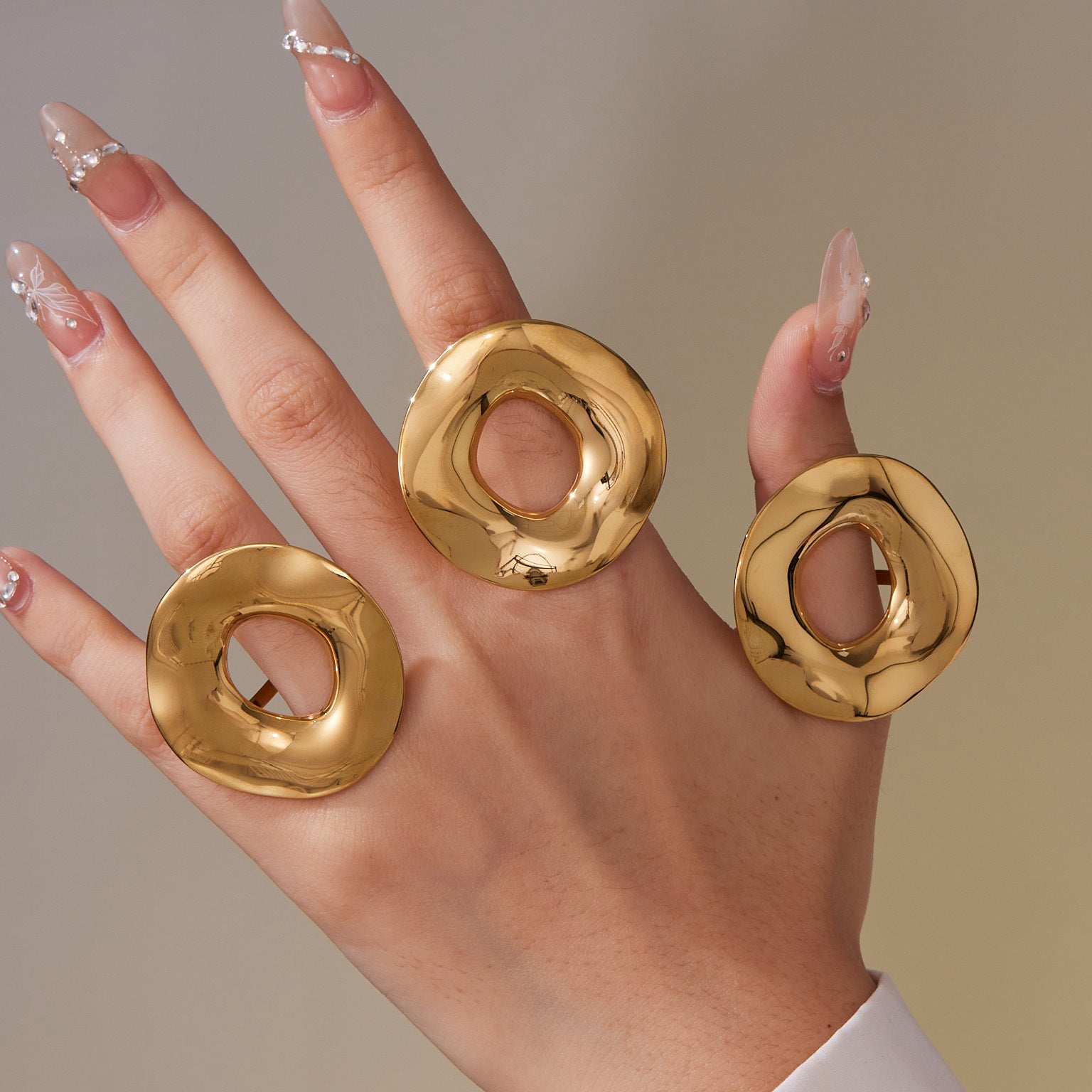 316L Stainless Steel Chic Irregular Hollow Open Ring - Image 5