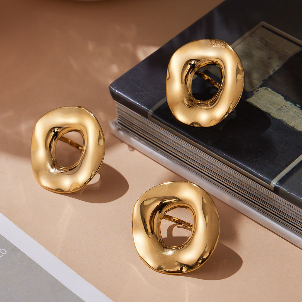 316L Stainless Steel Chic Irregular Hollow Open Ring - Image 9