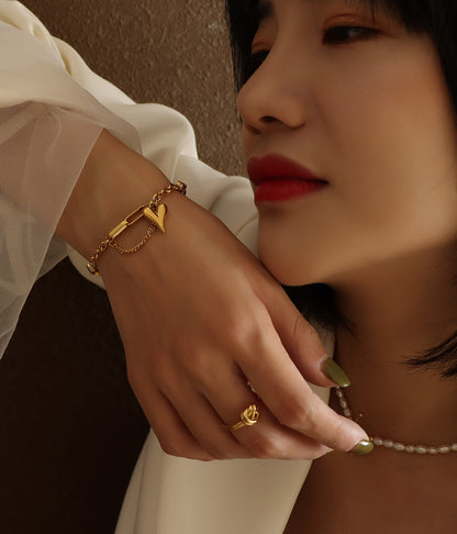 316L Stainless Steel Chic Minimalist 18K Gold Plated Heart Set - Image 2