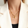 Gold Heart Tassel Necklace / 42+5cm