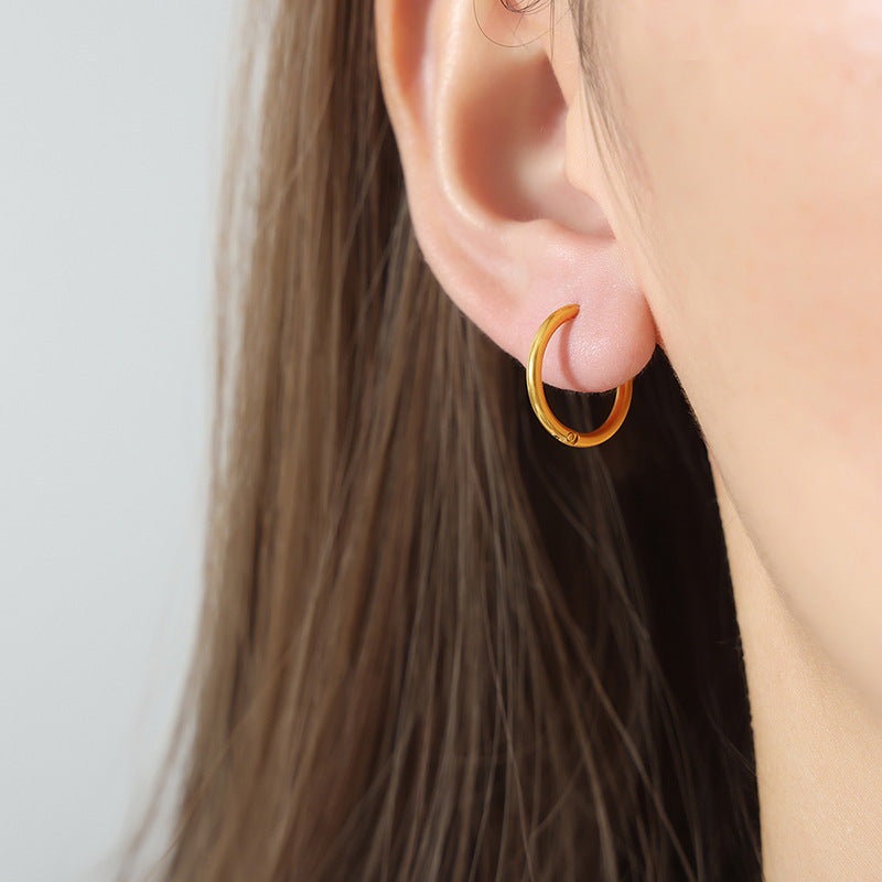 316L Stainless Steel Chic Minimalist Circle Hoop Earrings - Image 10